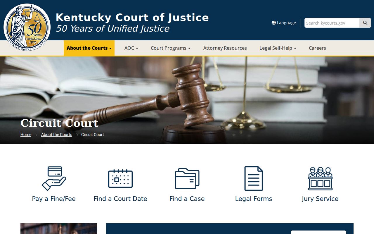 Franklin County court case lookup showing Kentucky Circuit Court information