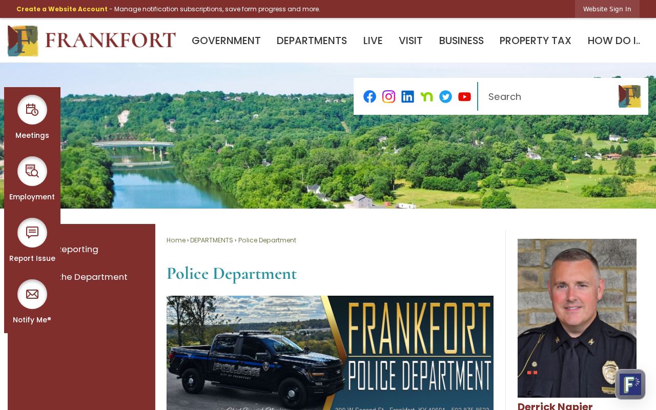 Frankfort criminal records source at the Frankfort Police Department