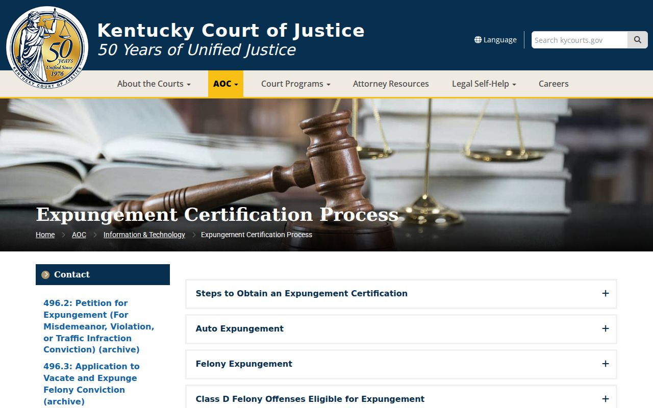 Franklin County criminal record expungement certification process