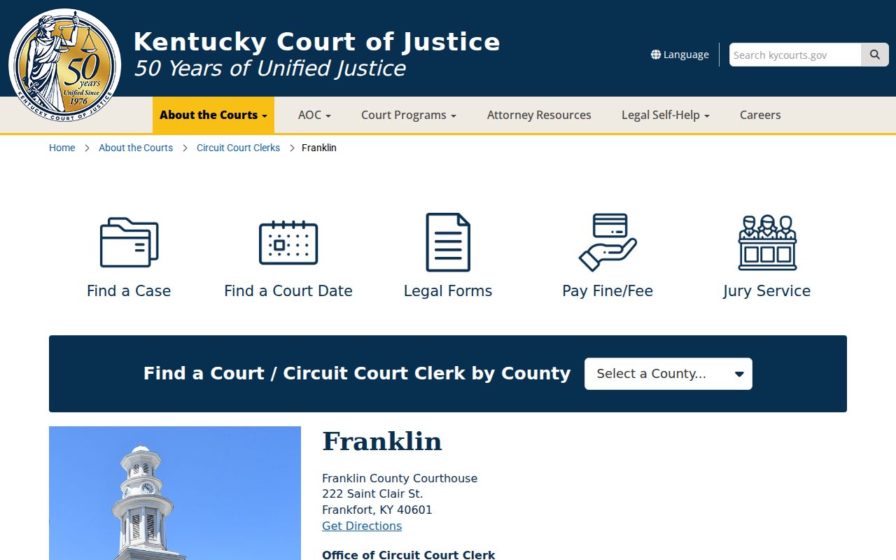 Franklin County criminal court records and clerk information